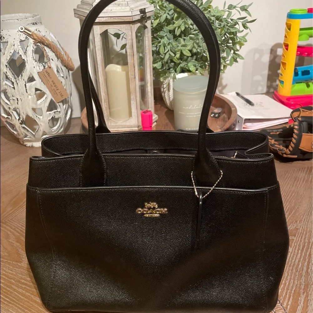 Coach black leather handbag